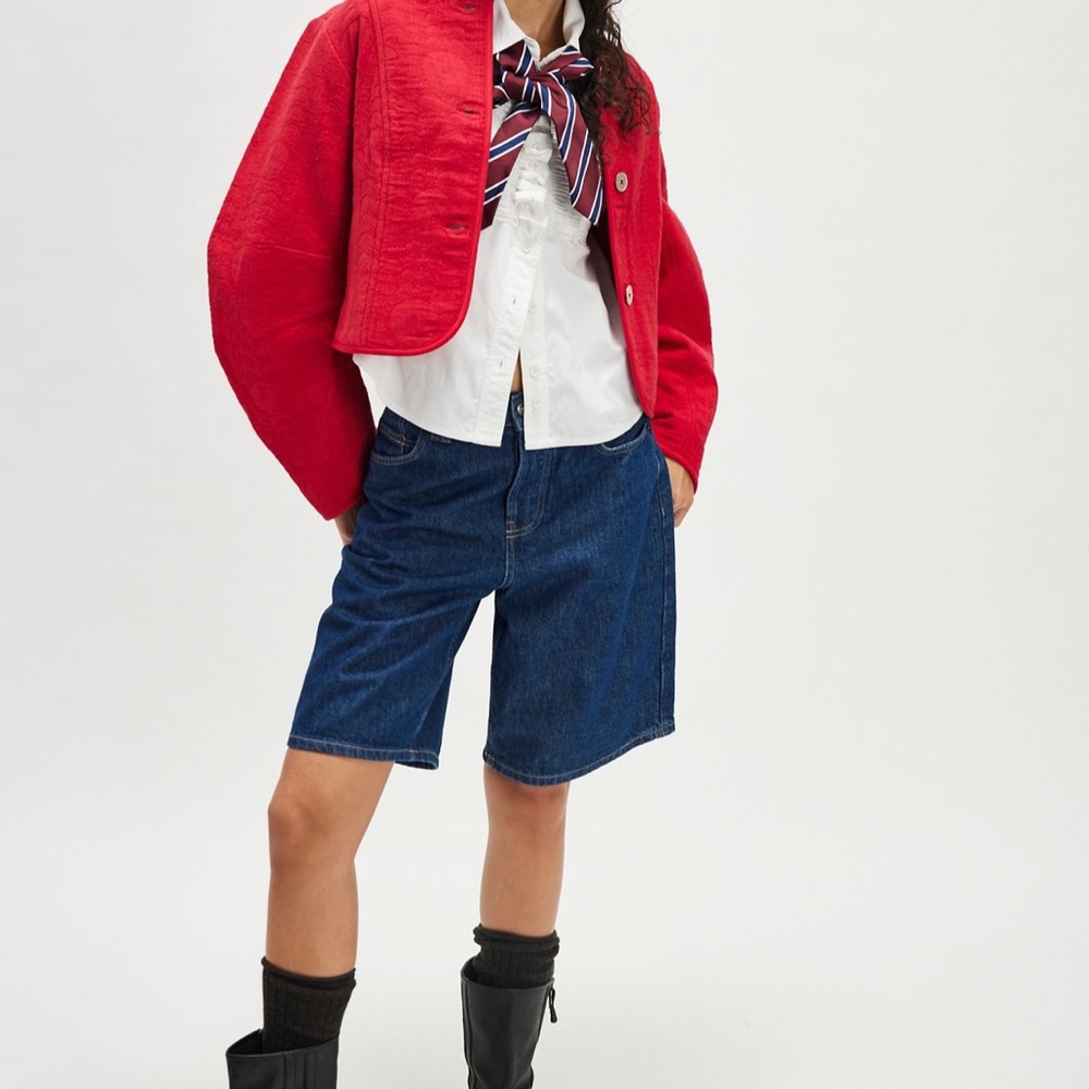 Free People Red Quilted Women's Jacket - Picture 4 of 6